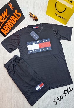 BLACK TOMMY HILFIGER T-SHIRT AND SHORTS SET £30