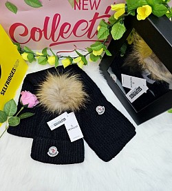 BLACK MONCLER HAT AND SCARF SET £35