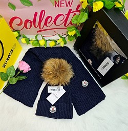 NAVY MONCLER HAT AND SCARF SET £35