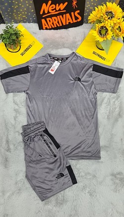 GREY NORTH FACE T-SHIRT AND SHORTS SET £30