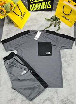 GREY NORTH FACE T-SHIRT AND SHORTS SET £30