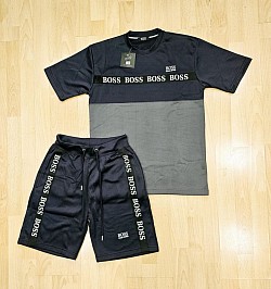 BLACK BOSS T-SHIRT AND SHORTS SET £30